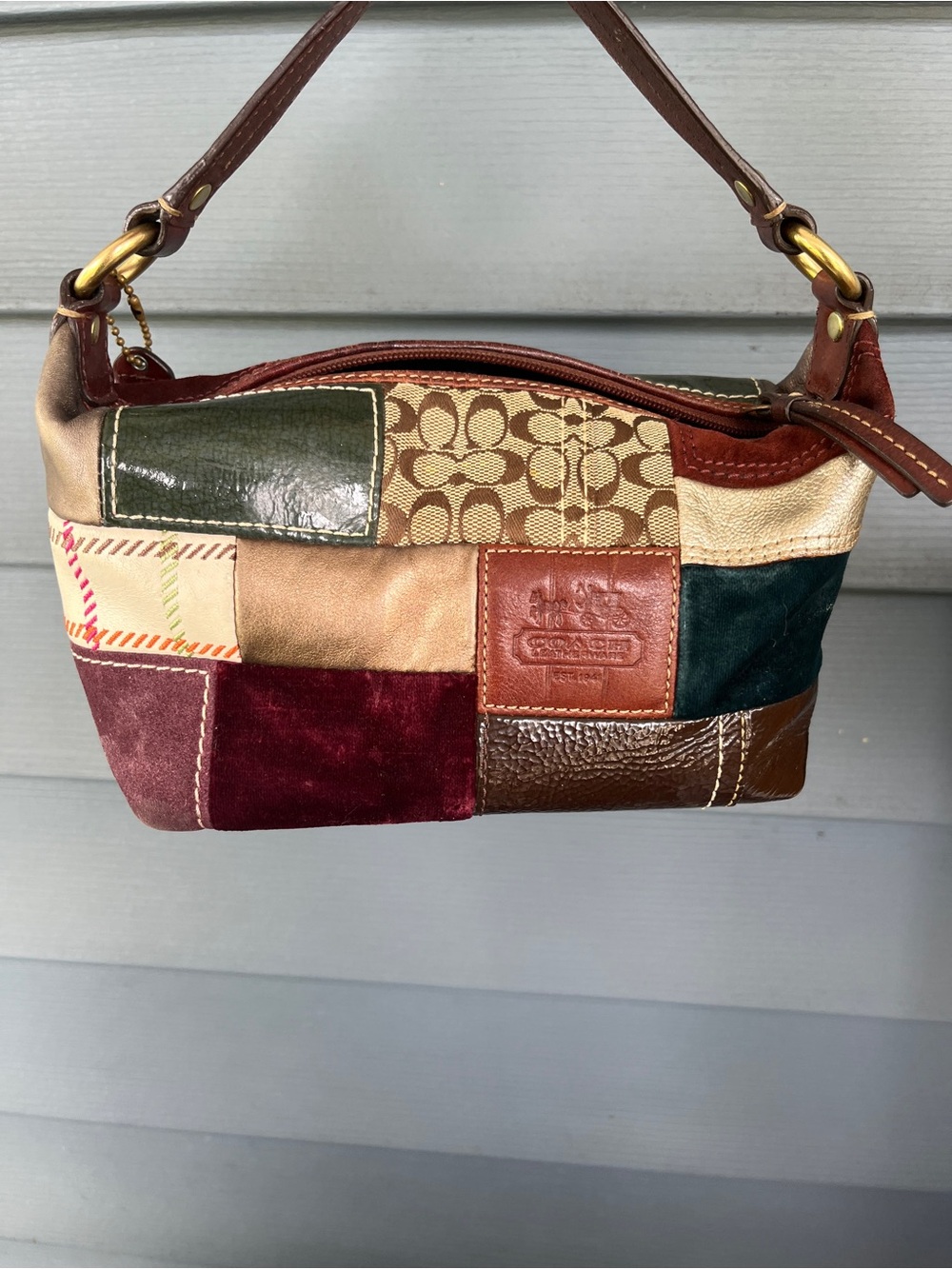 Coach Patchwork Multicolor Leather Suede purse